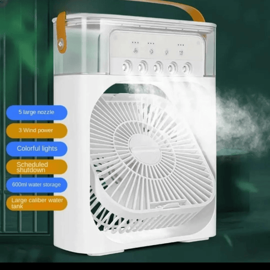 Portable USB Air Conditioner Fan with LED Night Light, Fine Mist, & Humidifier