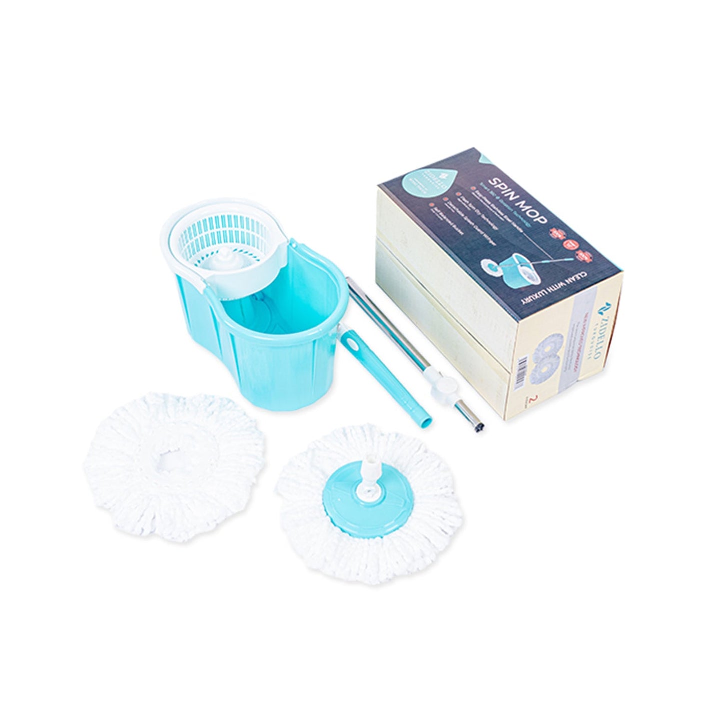 Zidello Spin Mop - Magic 360-Degree with Microfiber Mop Head