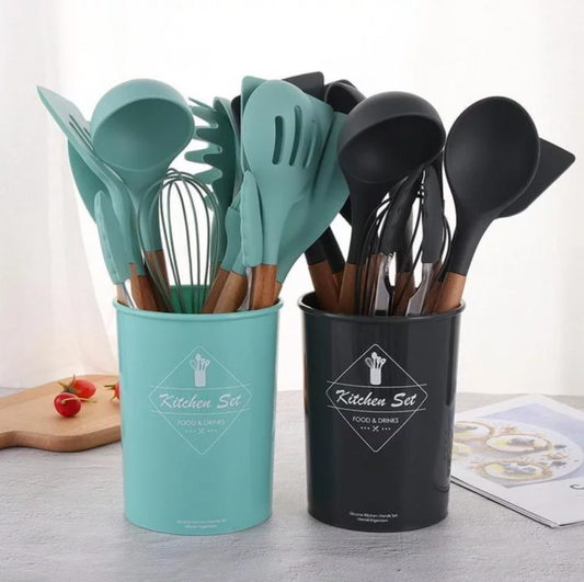 Silicone Cooking Spoon Set (12 Pieces)