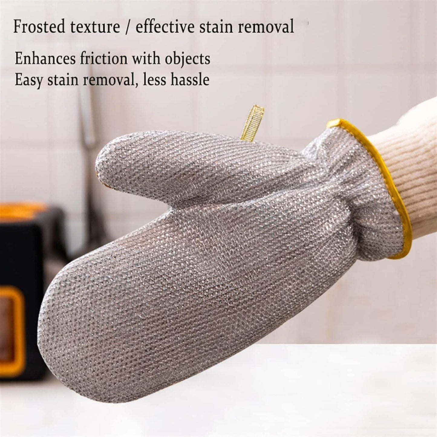 Steel Wire Dishwashing Glove, Multipurpose Anti Swiss Cleaning Rag, Waterproof Kitchen Cleaning Gloves, Oil-free, Silver Wire Dish Cleaning Glove, Multifunctional Non-Scratch Wire Dish Cloths