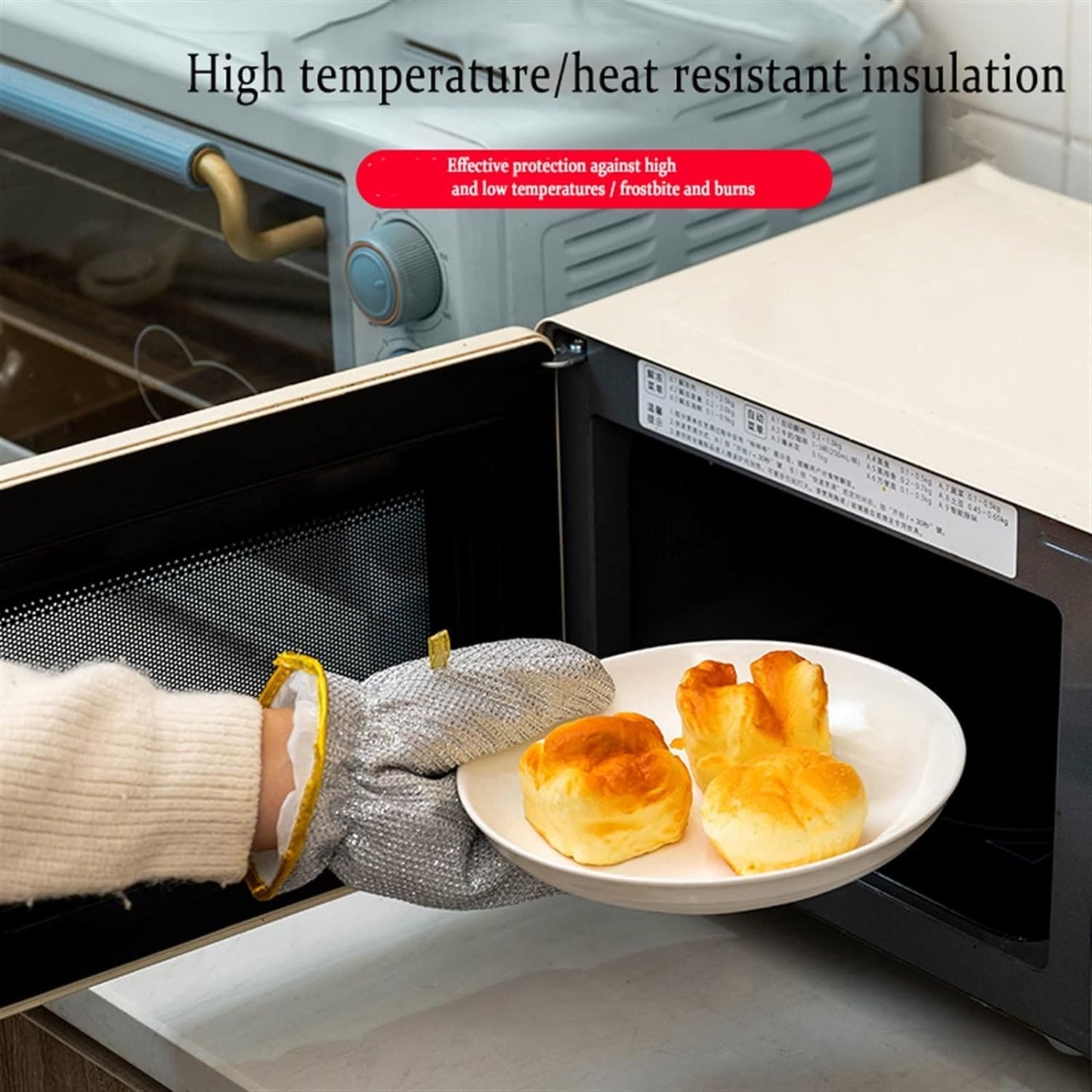 Steel Wire Dishwashing Glove, Multipurpose Anti Swiss Cleaning Rag, Waterproof Kitchen Cleaning Gloves, Oil-free, Silver Wire Dish Cleaning Glove, Multifunctional Non-Scratch Wire Dish Cloths