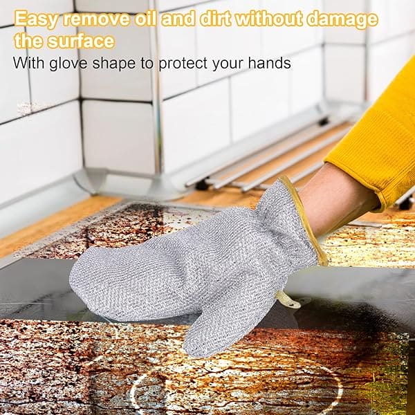 Steel Wire Dishwashing Glove, Multipurpose Anti Swiss Cleaning Rag, Waterproof Kitchen Cleaning Gloves, Oil-free, Silver Wire Dish Cleaning Glove, Multifunctional Non-Scratch Wire Dish Cloths