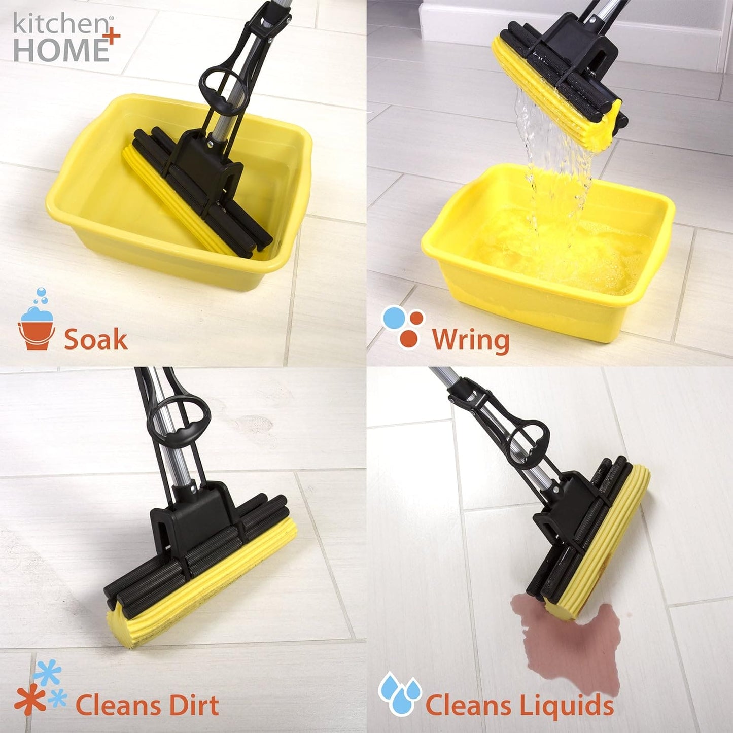 Foamic Sponge Squeezy Mop, Double Roller Sponge Foam Mop, Telescopic Folding Type Mop, Floor Cleaning Squeeze Mop, Telescopic Handle Squeegee Absorber Sponge, Home Floor Kitchen Living Room Bathroom Cleaning Tools