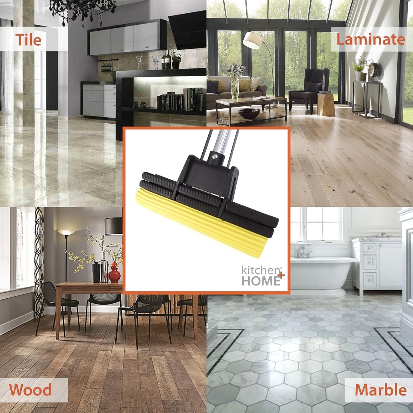 Foamic Sponge Squeezy Mop, Double Roller Sponge Foam Mop, Telescopic Folding Type Mop, Floor Cleaning Squeeze Mop, Telescopic Handle Squeegee Absorber Sponge, Home Floor Kitchen Living Room Bathroom Cleaning Tools