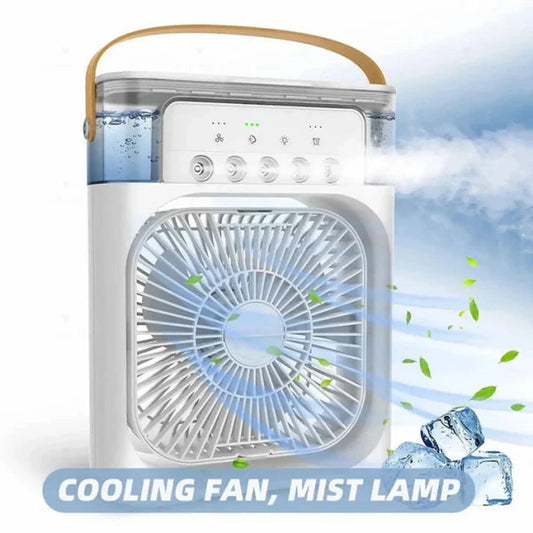Portable USB Air Conditioner Fan with LED Night Light, Fine Mist, & Humidifier