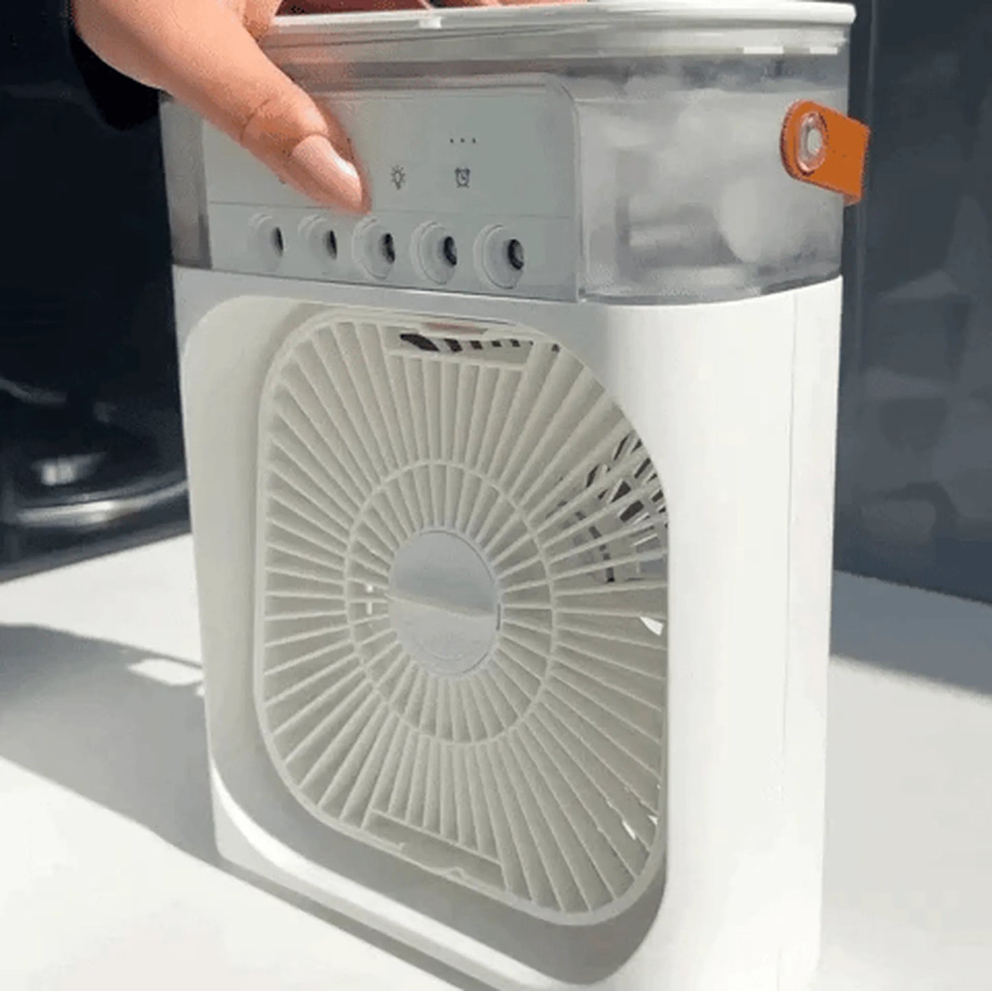 Portable USB Air Conditioner Fan with LED Night Light, Fine Mist, & Humidifier