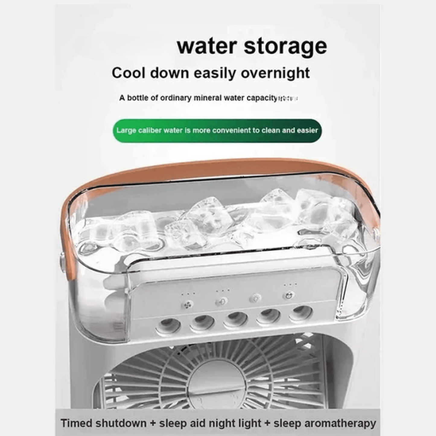 Portable USB Air Conditioner Fan with LED Night Light, Fine Mist, & Humidifier