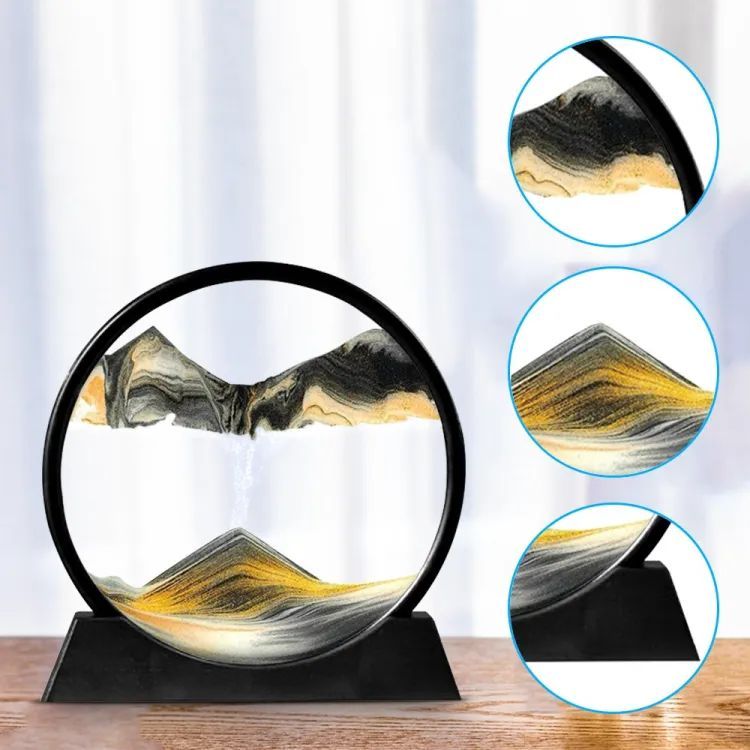 Sandscape Painting Sand Clock Moving Sand Art Hourglass Sand Timer 3D Moving Sand Mountain Lamp With Metal Stand Showpiece Home Decoration
