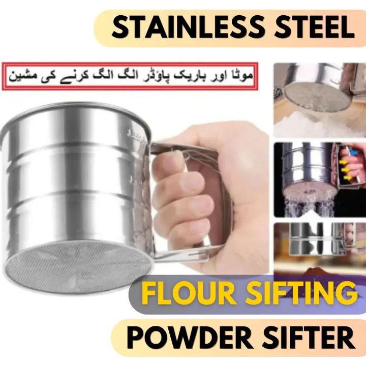 Stainless Steel Mesh Net Flour Sifting Powder Sifter Sieve Strainer Cake Baking Decorator Kitchen