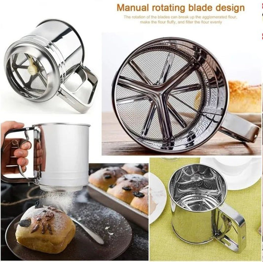 Stainless Steel Mesh Net Flour Sifting Powder Sifter Sieve Strainer Cake Baking Decorator Kitchen