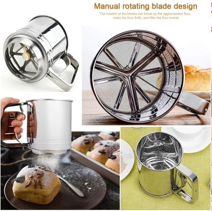 Stainless Steel Mesh Net Flour Sifting Powder Sifter Sieve Strainer Cake Baking Decorator Kitchen