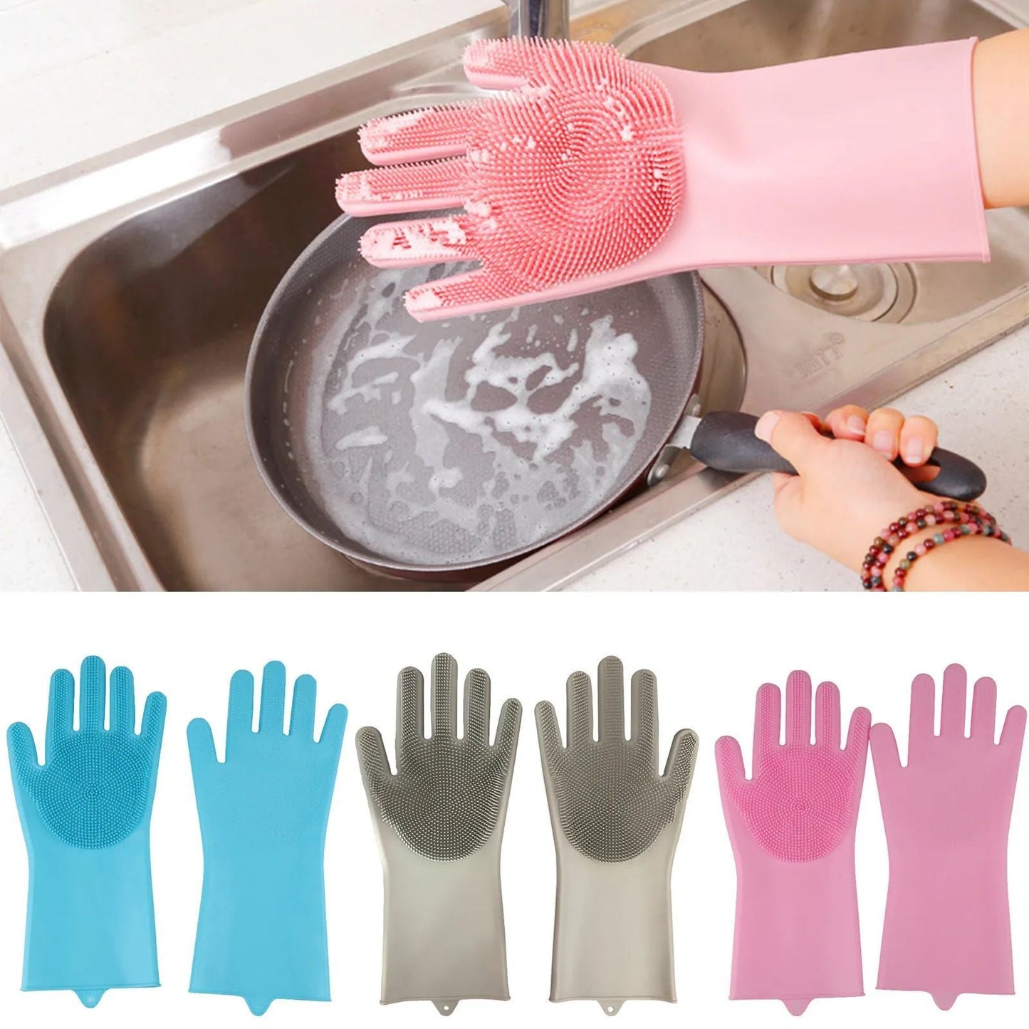 Washing Dishes Silicone Gloves Waterproof Insulated Gloves Bathroom Kitchen And Bathroom Cleaning Car Wash Multi-Purpose Gloves